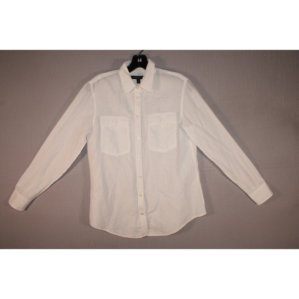 Banana Republic Women's S White Linen Soft Wash Button Up Shirt Long Sleeve